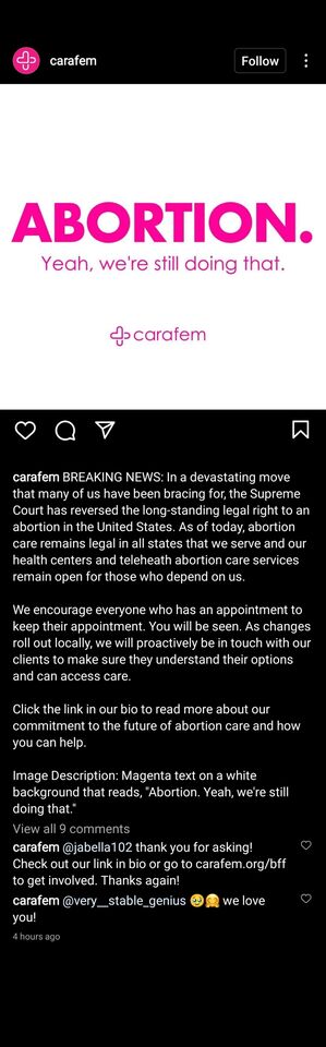 2021-Instagram_June 2022_ RoevWade_carafem abortion