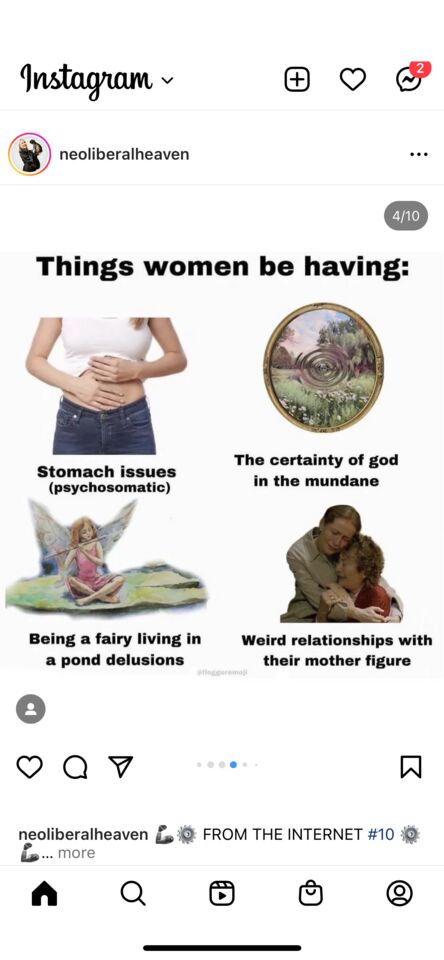 image macro meme; four quadrants with 'things women be having'