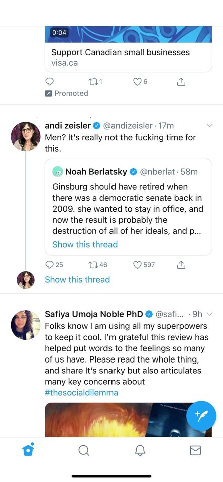 Andie Zeizler clapping back at a critical take on RBG after her death
