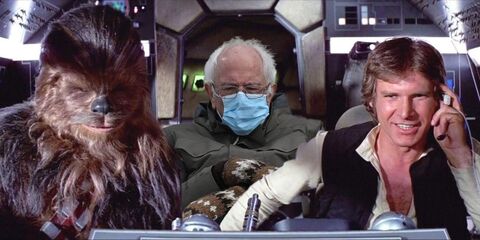 bernie mitten + star wars meme