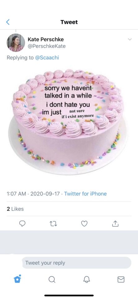 someone has posted a tweet message to someone about their birthday cake