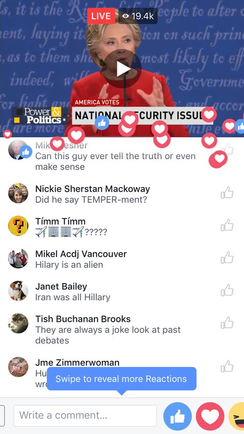 Hillary Clinton debate live stream facebook