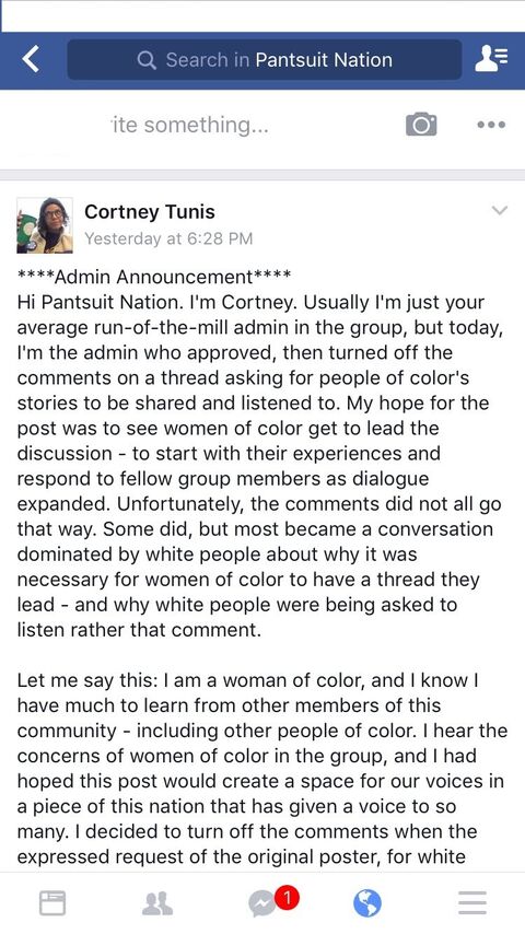 Pantsuit Nation Facebook reckoning with white feminism post-murder of George Floyd